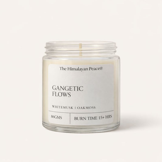 Oakmoss and white musk scented candle inspired by the flow of the Ganges